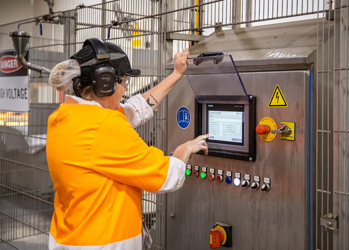 Image of McCain staff member monitoring the pulsed electric field controls.. 